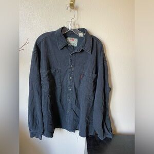 Levi’s Vintage Streetwear Metal Button Down Shirt Raw Hem Charcoal Size XL